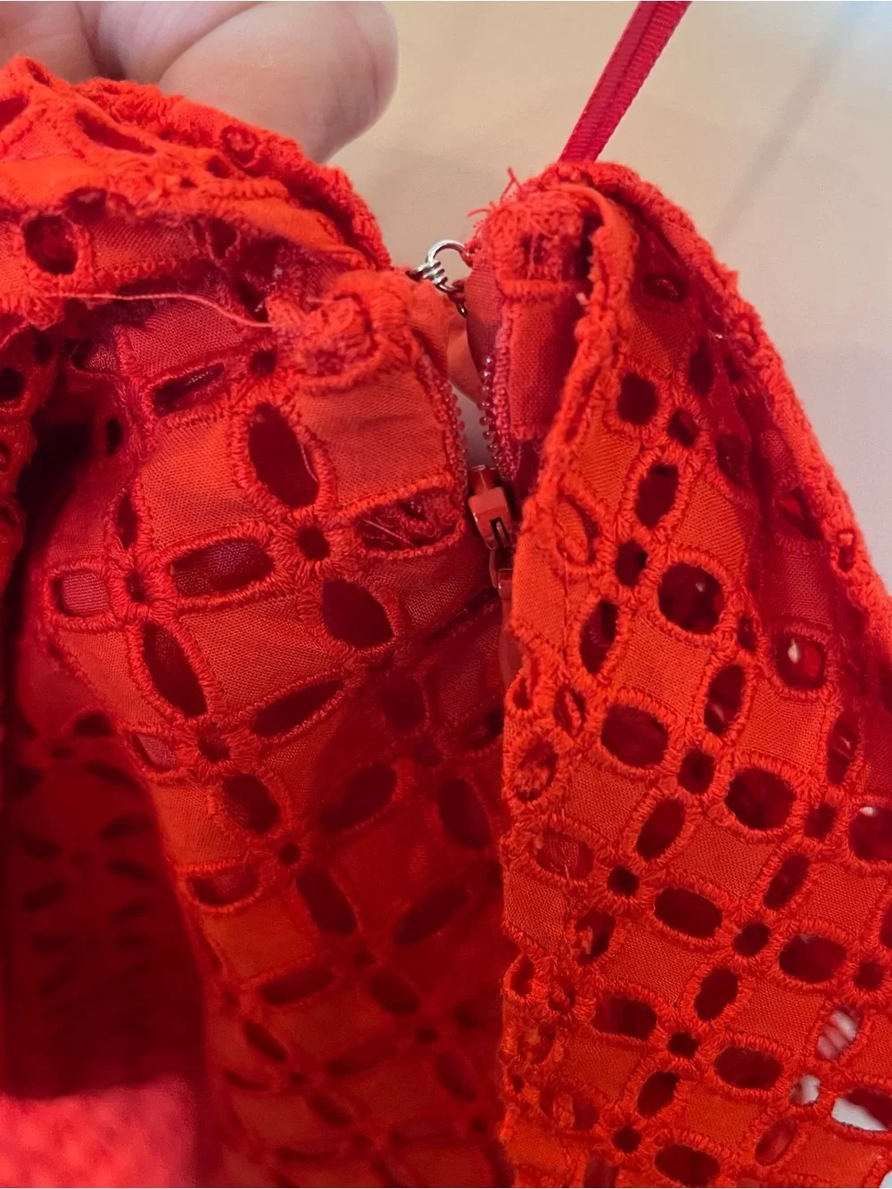 J Crew Fiery Red Sunset One Shoulder Ruffle Top In Eyelet G3395 Women’s 2